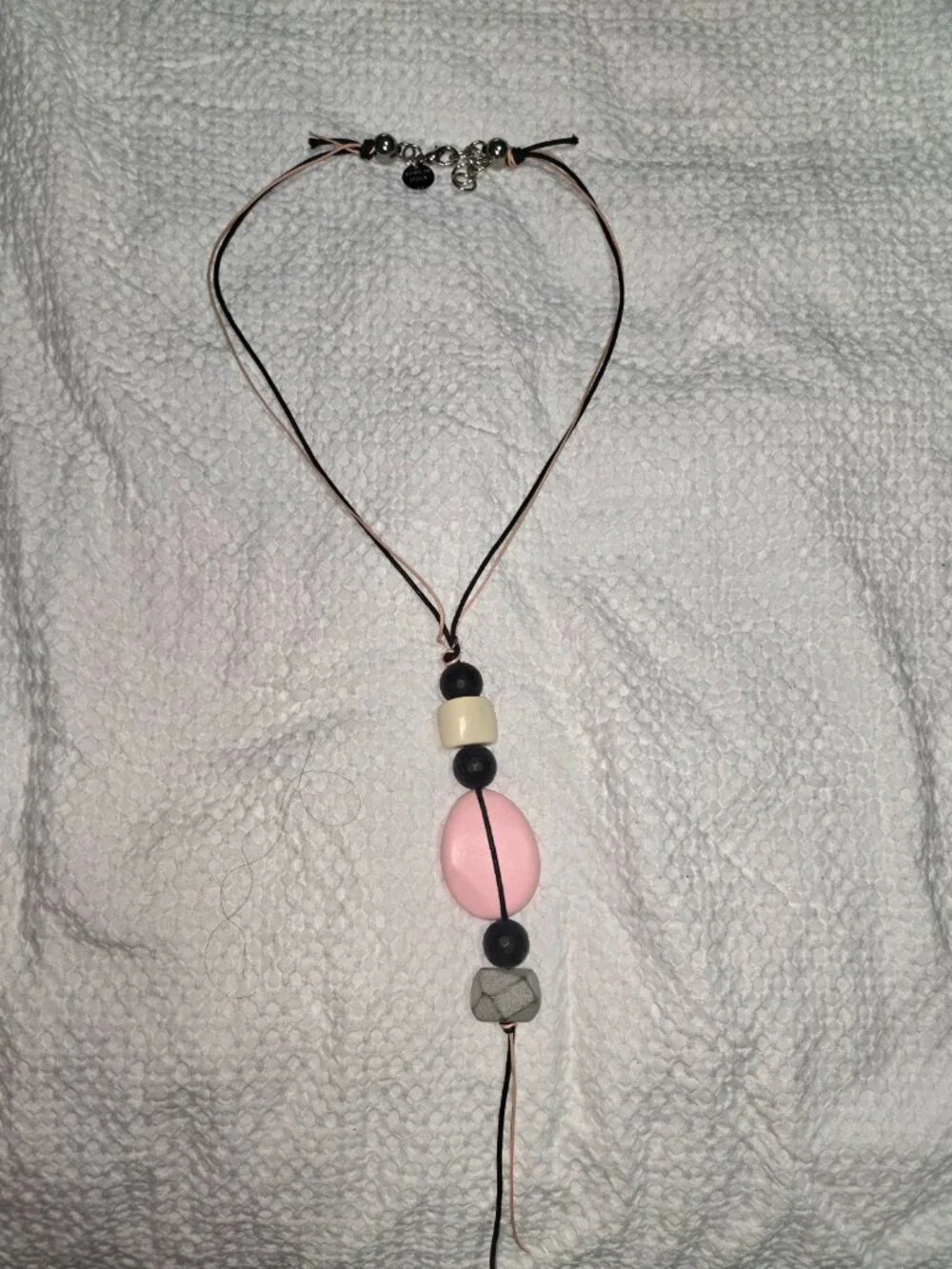 Cliché Italy Statement Beaded Necklace Pink Black Resin Modern Artisan